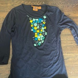 Tory Burch 3/4 Length Sleeve Beaded Top - S